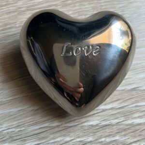 Vintage Brighton “LOVE” Silver Stainless Steel Heart Chime Figurine Paperweight